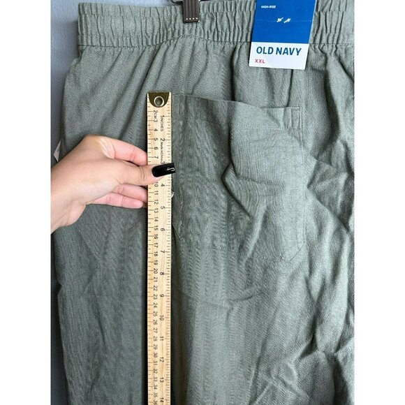 Old Navy High Rise Plus Size XXL Pull-On Linen Blend Crop Pants Pockets - Picture 15 of 15